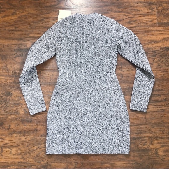 Tibi • Tech Poly Sculpted Sweater Mini Dress grey knit chunky heathered black - Picture 8 of 10
